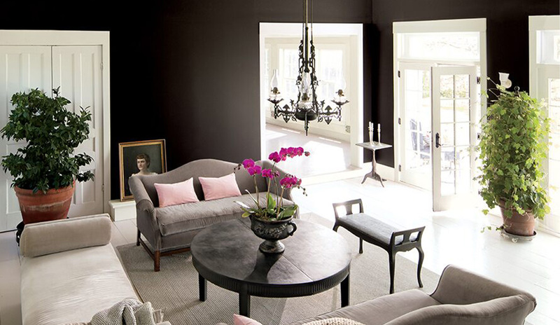 Living room walls painted in Black Beauty 2128-10 Aura Paint color