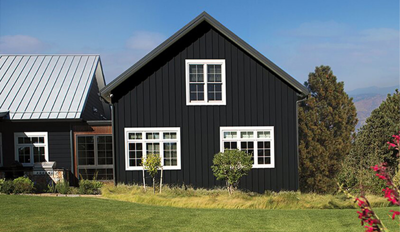 Full house exterior siding painted in Black Satin 2131-10