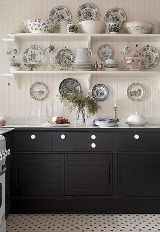 Kitchen cabinets painted in Jet Black 2120-10 paint color