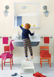 A kid's bathroom features a range of paint colors, all of which are strengthened by Gennex® Color Te A kid's bathroom features a range of paint colors, all of which are strengthened by Gennex® Color Te